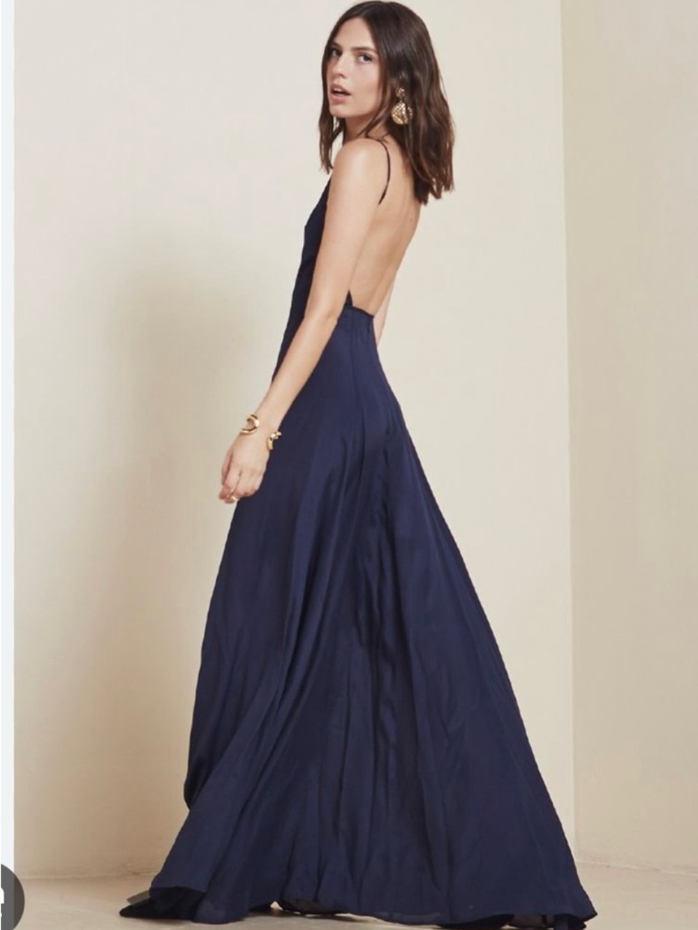 Reformation Noelle Sapphire Navy Backless Maxi Dress